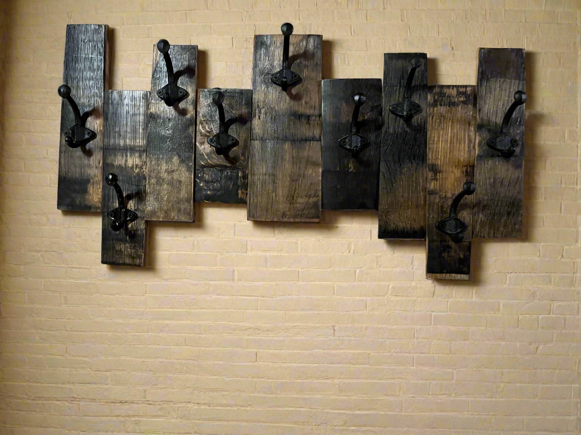 Bourbon Barrel Staggered Stave Coat Rack