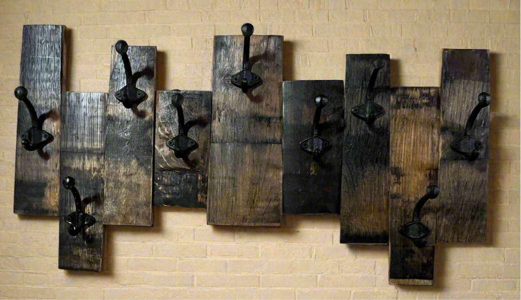 Bourbon Barrel Staggered Stave Coat Rack