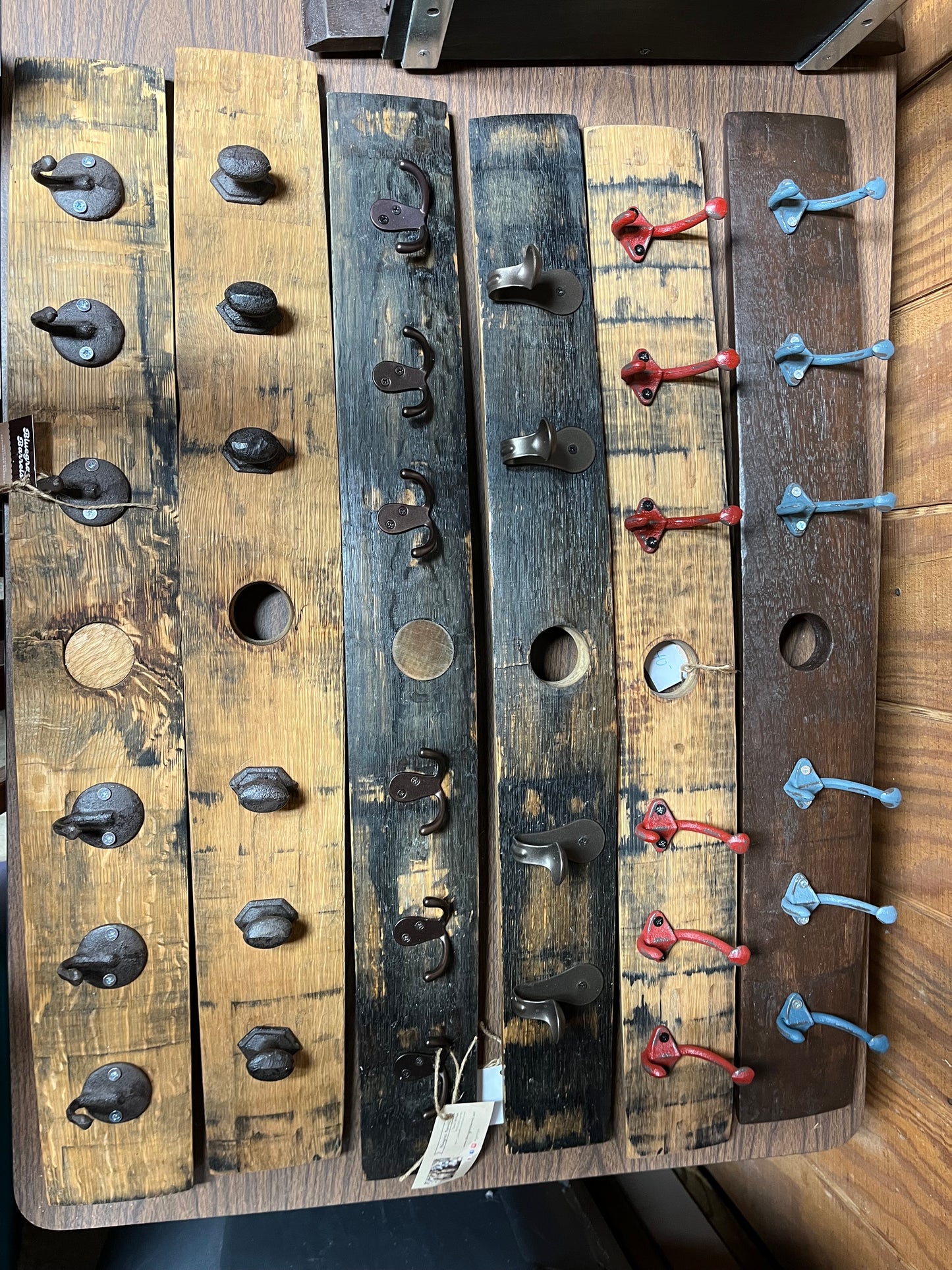 Bourbon Barrel Stave Coat, Hat, and Backpack Rack