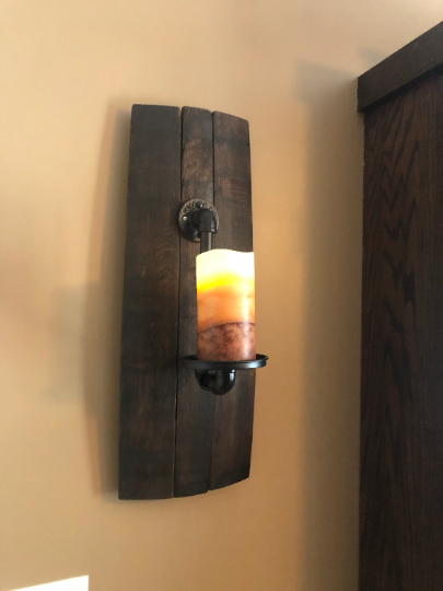 Whiskey Barrel Sconce Candle Holder - (Set of 2)